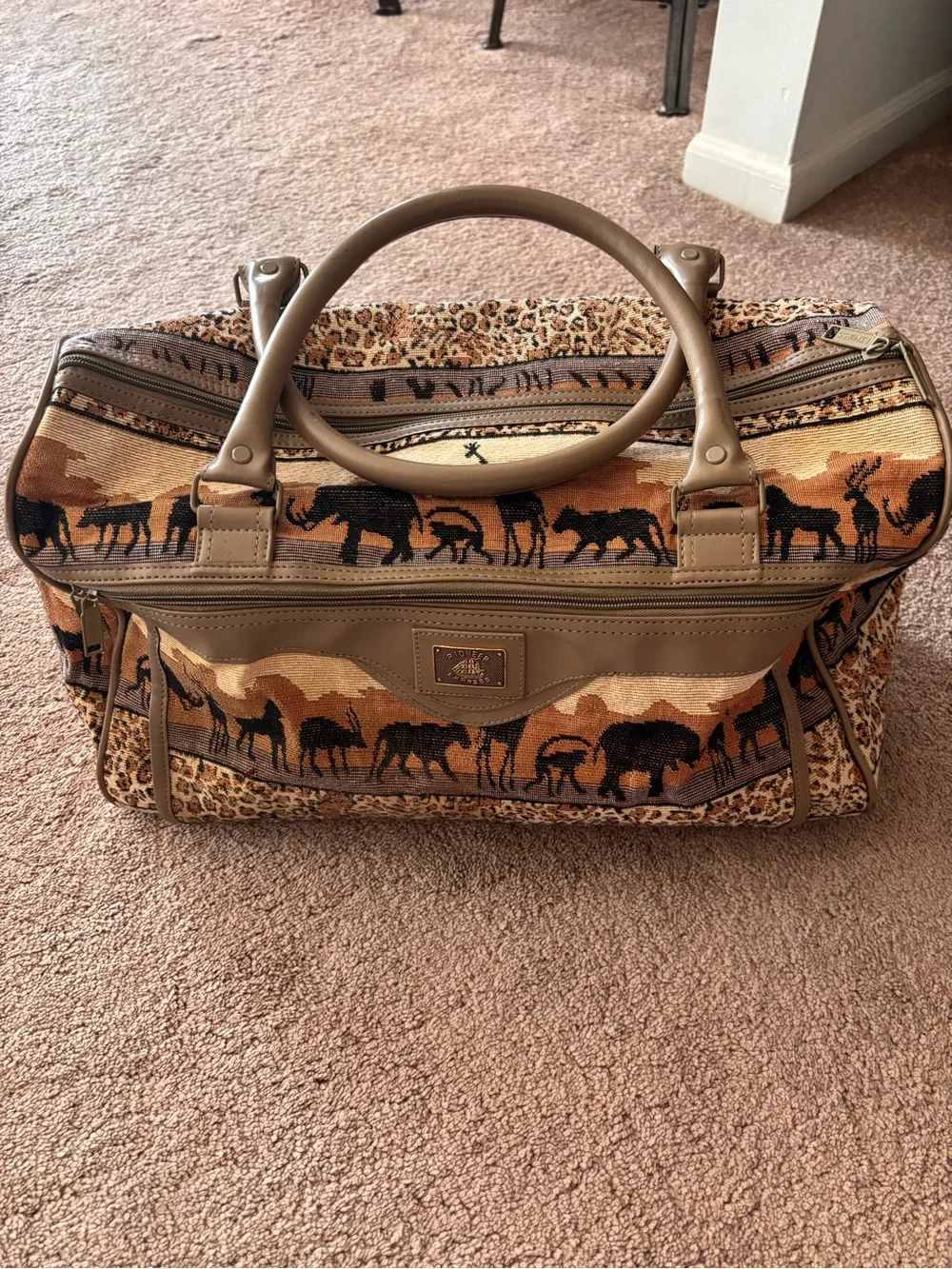 Vintage Express Pioneer Express Safari Tapestry Duffle Weekender Bag